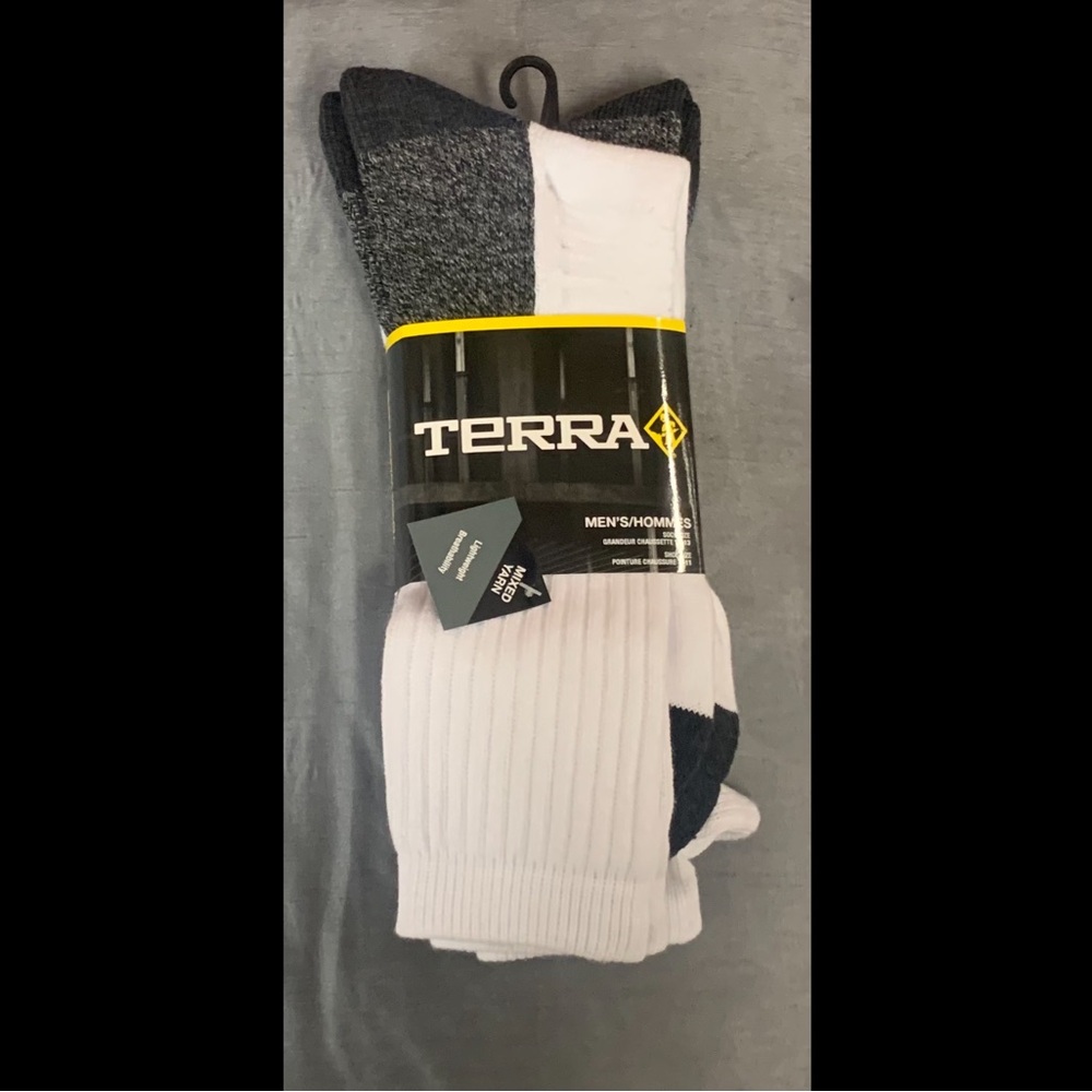 🌟2 Pk Men's Terra CoolMax Work Socks with Cushioned Soles